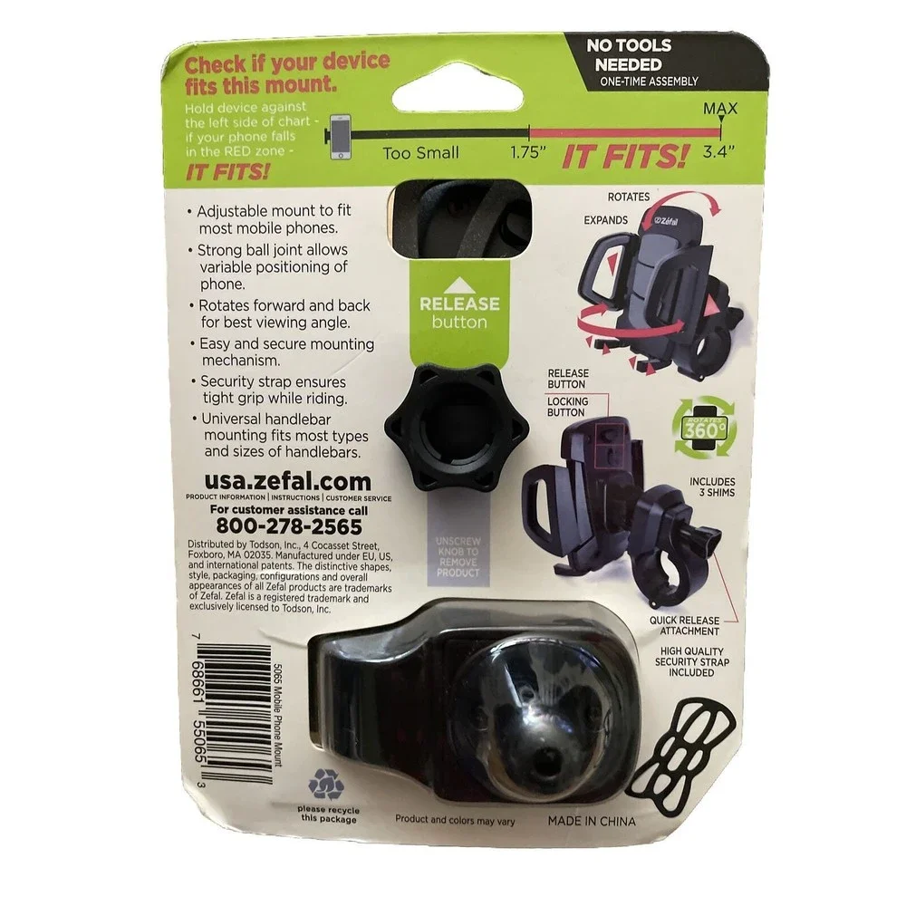 Zefal Bike Handlebar Mount for Mobile Phones from 1.75